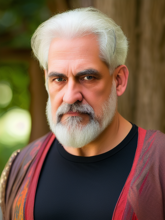 A guy with gray hair, black eyes, a black T-shirt, a white vest with red fabric inserts, white and red gloves., old painting style, Oversaturated, gazebo, Colorful, highly detailed, High resolution, ray tracing reflections, dramatic lighting, 8k , Vibrant colors, detailed acrylic, intricate complexity,, intricate complexity, Soft natural volumetric cinematic perfect light, soft natural volumetric cinematic perfect light, Soft natural volumetric cinematic perfect light, Soft natural volumetric cinematic perfect light, Soft natural volumetric cinematic perfect light, Soft natural volumetric cinematic perfect light, Oil painting, (masterpiece:1.1), dreamlikeart, absurdres, Photorealistic, by Anders Zorn, bright and colourful, flat colours, painterly style, Mythology, Atmospheric, corona render, detailed