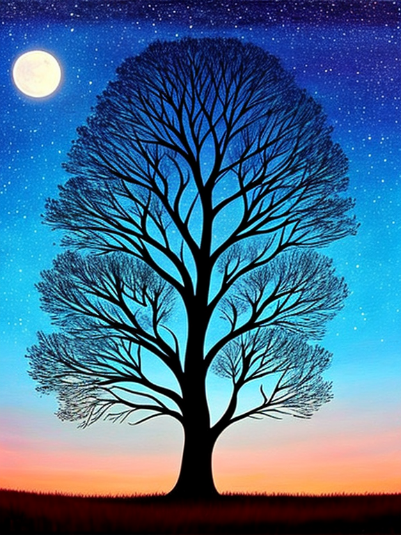 blue moon Night hunted house Halloween scenery painting with natural  landscape, silhouette drawing, selective focus with blur Stock Photo - Alamy