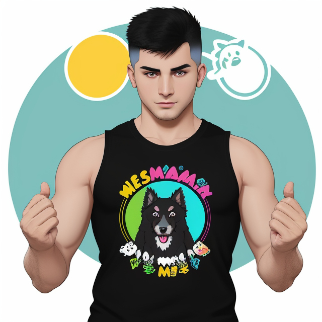 MossMania Romanian Dog Rescue & Rehoming design for a tank top tshirt, vector, vibrant color, incredibly high details, white background, plashing colors, Cartoon character, stickers designs