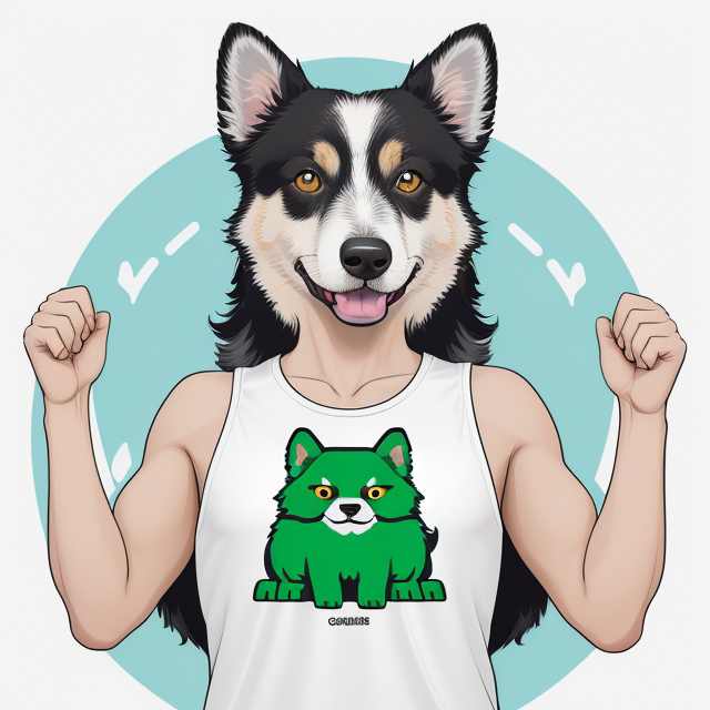 MossMania Romanian Dog Rescue & Rehoming design for a tank top t-shirt using colours #c1ddce and #eae5eb and #000000, vector, vibrant color, incredibly high details, white background, plashing colors, Cartoon character, stickers designs