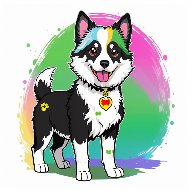 MossMania Romanian Dog Rescue & Rehoming using colours #c1ddce and #eae5eb and #000000, vector, vibrant color, incredibly high details, white background, plashing colors, Cartoon character, stickers designs