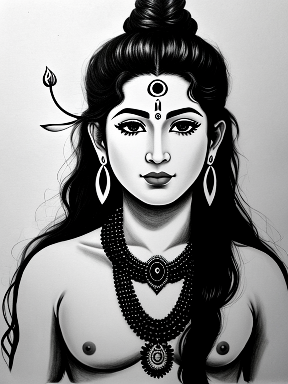 Lord Shiva line drawing, an art canvas by Diana K. - INPRNT