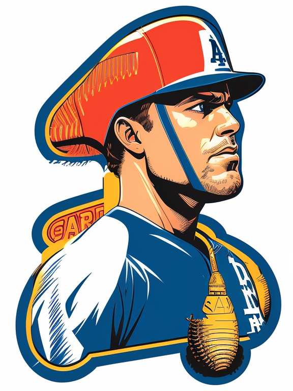 Dodgers, Baseball, Comic book, Blue and white, Los Angeles, Retro, Vintage, Flat design, (((Simple))), Art by Butcher Billy, illustration, highly detailed, simple, Vector art