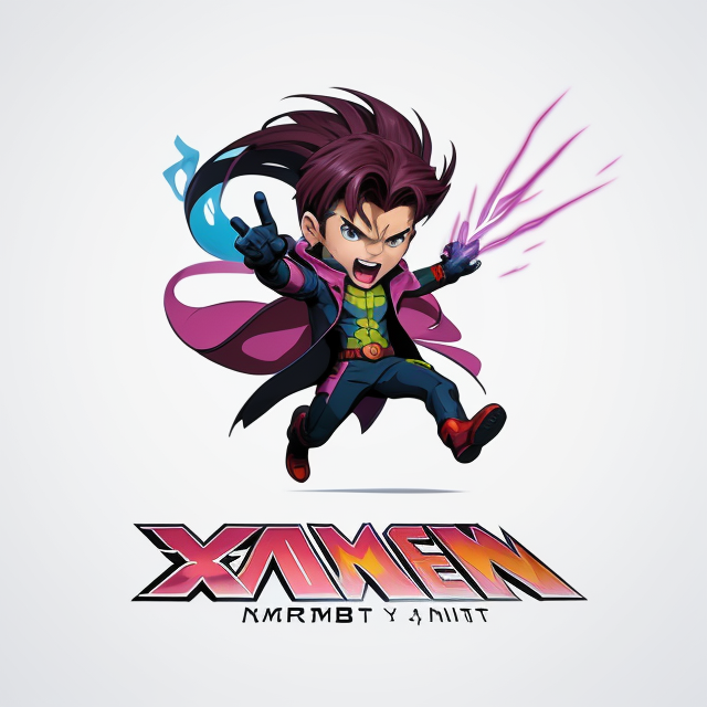 Gambit, X-men, Mutant , vector, vibrant color, incredibly high details, white background, plashing colors, Cartoon character, stickers designs