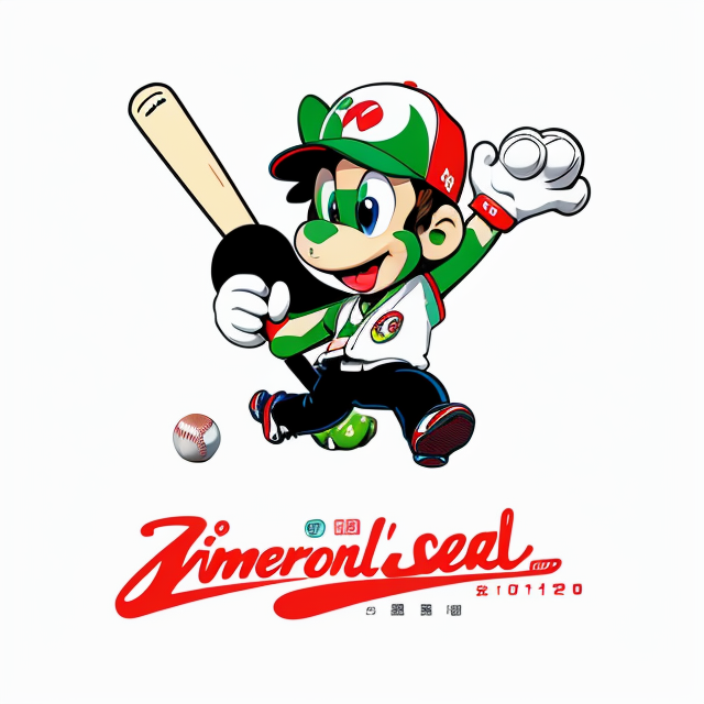 Yoshi, Baseball, vector, vibrant color, incredibly high details, white background, plashing colors, Cartoon character, stickers designs