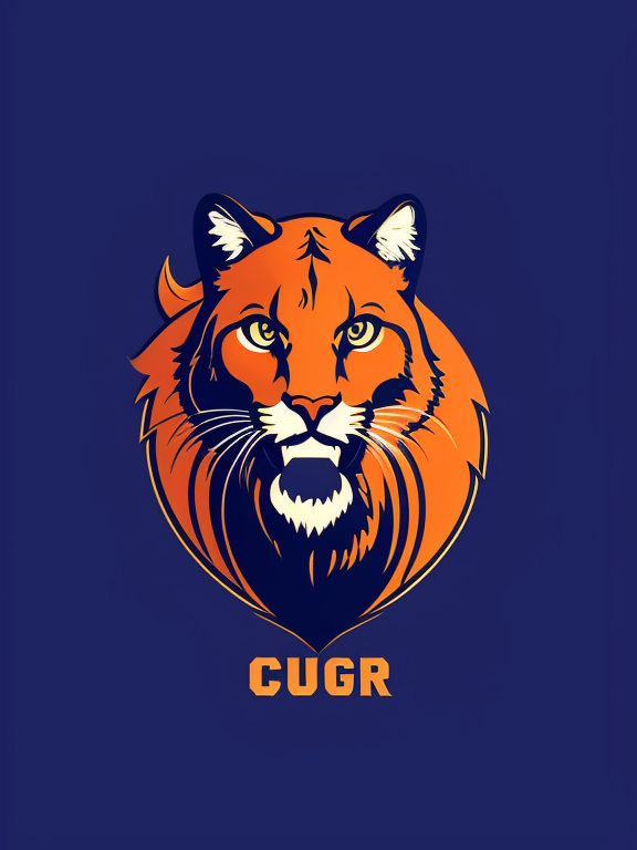 School Logo, Cougar, , Retro, Vintage, Flat design, (((Simple))), Art by Butcher Billy, illustration, highly detailed, simple, Vector art