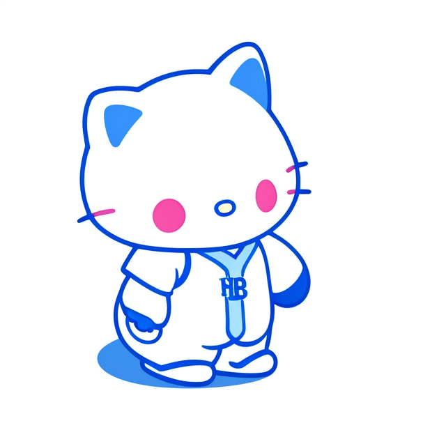 Cinnamoroll from Hello Kitty, Baseball, Blue, in a baseball uniform, playing baseball, dodgers, Los Angeles , Badge, Badge logo, Centered, Digital illustration, Soft color palette, Simple, Vector illustration, Flat illustration, Illustration, Trending on Artstation, Popular on Dribbble, Pastel colors, On a white background