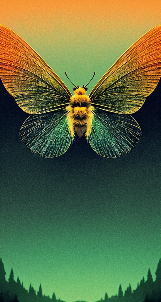 movie poster background of a deformed moth. awe atmosphere, is visually appealing, cinematic poster., high res, semi-simplistic.