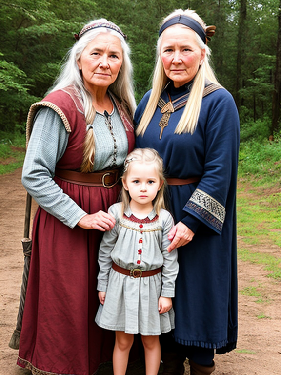 Old woman Viking with granddaughter - OpenDream