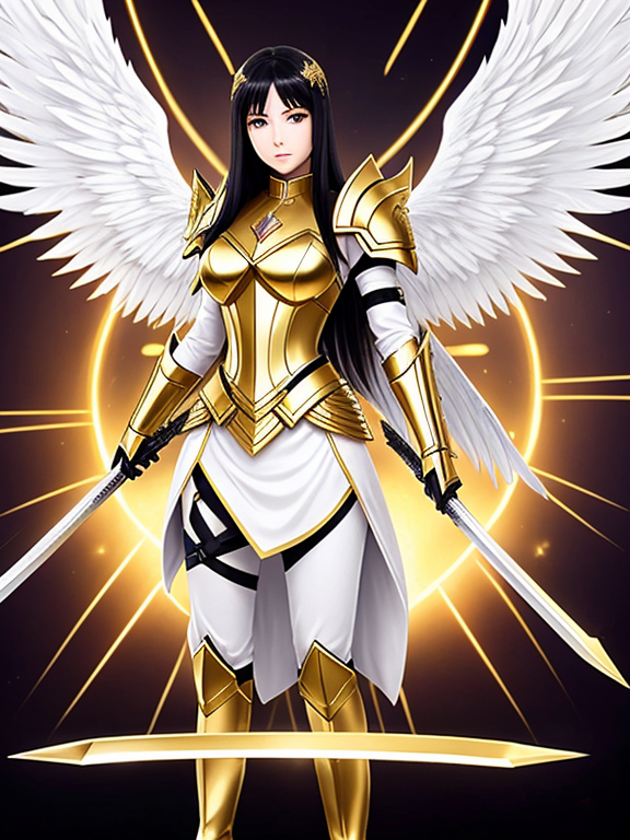 ethereal female warrior archangel, hauntingly beautiful, long blonde hair,  pale skin, blue eyes - SeaArt AI