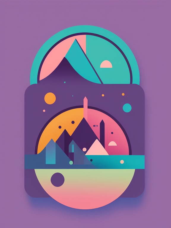 Vector illustration, Flat illustration, Illustration, Boho abstract graphic art, Trending on Artstation, Popular on Dribbble, Cozy wallpaper, Pastel colors, ((Subject)), Badge, Badge logo, Centered, digital inllustration, Soft color palette, simple, Vector illustration, Flat illustration, illustration, Trending on Artstation, Popular on Dribbble