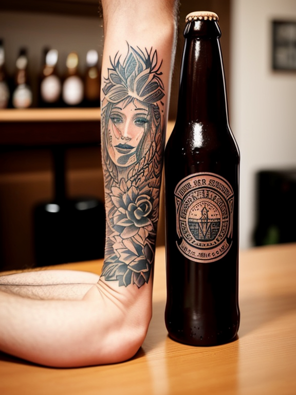 Icon tattoo style beer bottles Royalty Free Vector Image