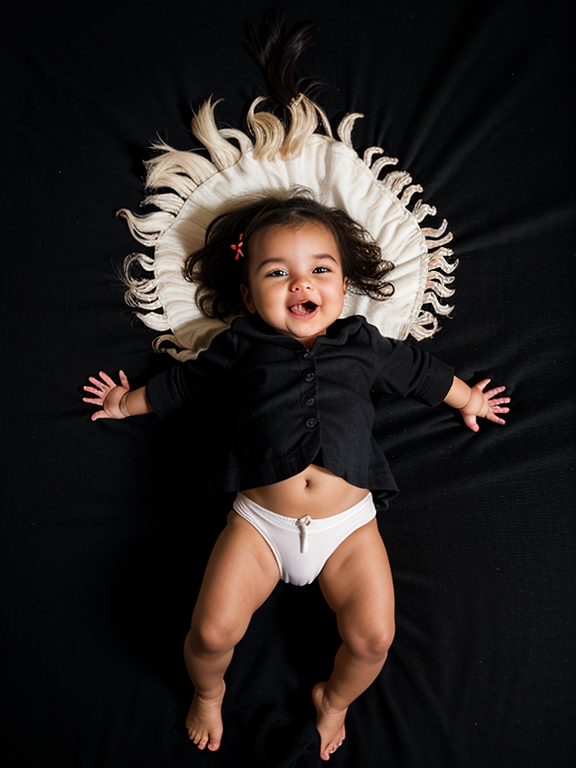 shot from above, beautiful baby girl exploring my excitement, A black beautiful girl, Playful