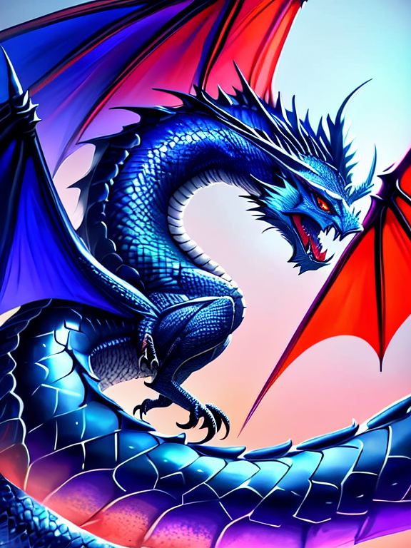 A vibrant dragon with big bat wings... - OpenDream