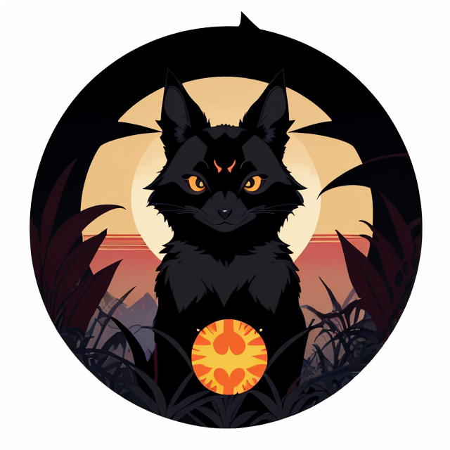 bat,black, animal, planar vector, character design, japan style artwork, on a shamanic vision quest, with beautiful nocturnal sun and lush Amazon jungle in the background, subtle geometric patterns, clean white background, professional vector, full shot, 8K resolution, deep impression illustration, sticker type, vibrant color, colorful background, a painting illustration , 2D