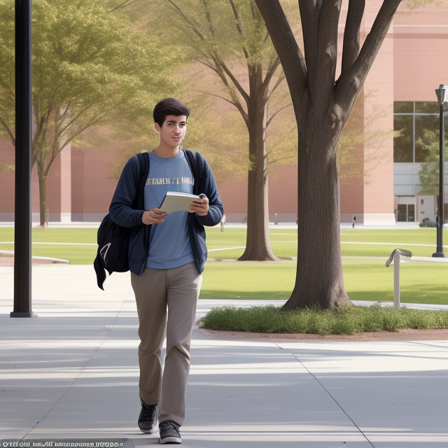 One day, a male college student was walking to the library 