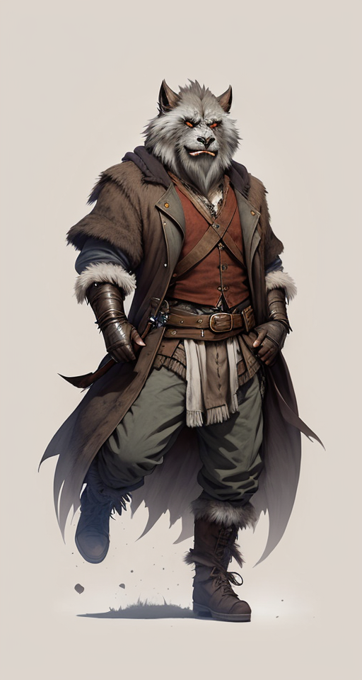 Fantasy portrait of an energetic old bugbear with rough, grayish brown, white background, nocturnal palette, art by greg rutowski, raphael lacoste, eddie mendoza, artgerm, 