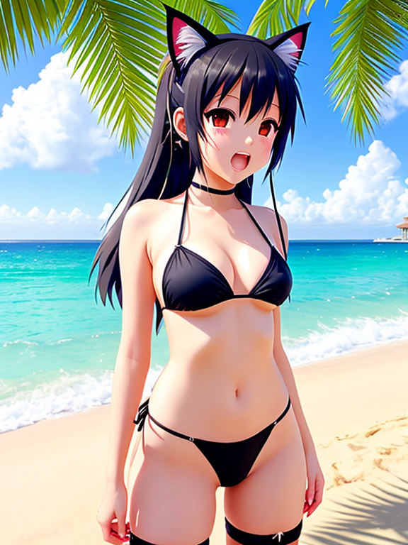 Beautiful anime manga girl in bikini Royalty Free Vector-demhanvico.com.vn