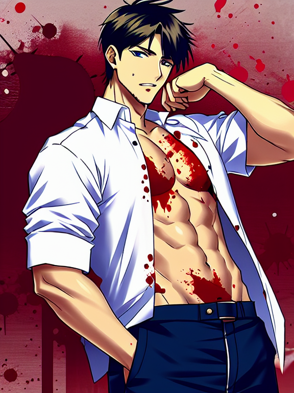 Hot boy with blood