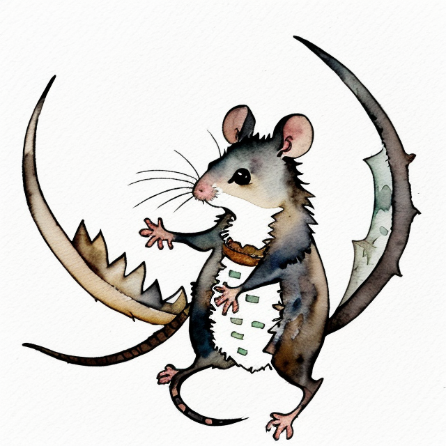 rat king, A simple, minimalistic art with mild colors, using Boho style, aesthetic, watercolor