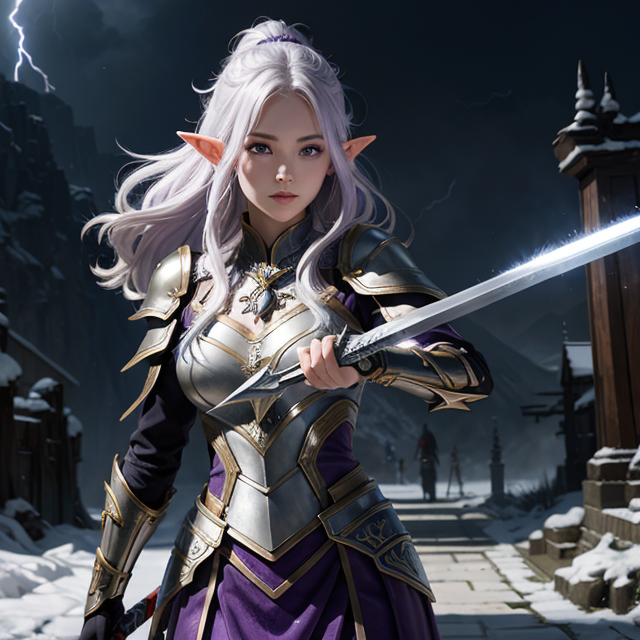 A female elf with dark purple skin,... - OpenDream