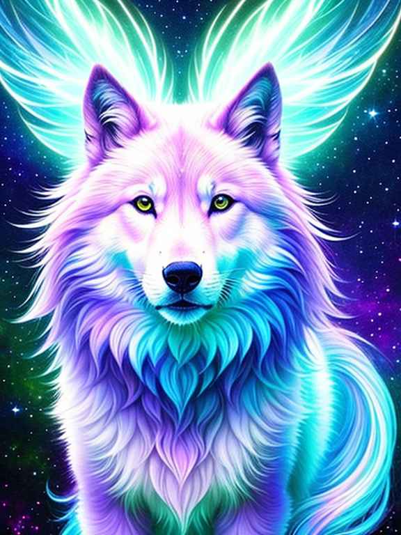 cosmic wolf, gorgeous, magical, shi... - OpenDream