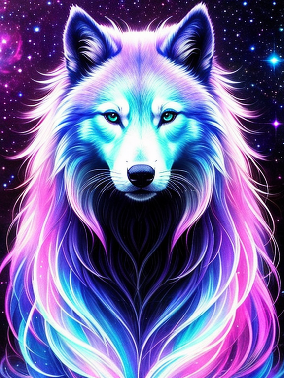 cosmic wolf, gorgeous, magical, shi... - OpenDream