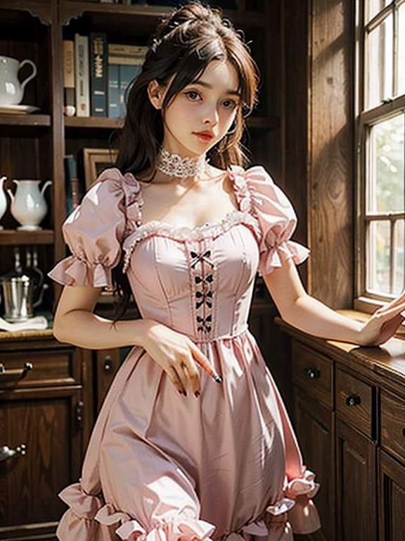 A pink lolita-style dress < with my hands - Dream