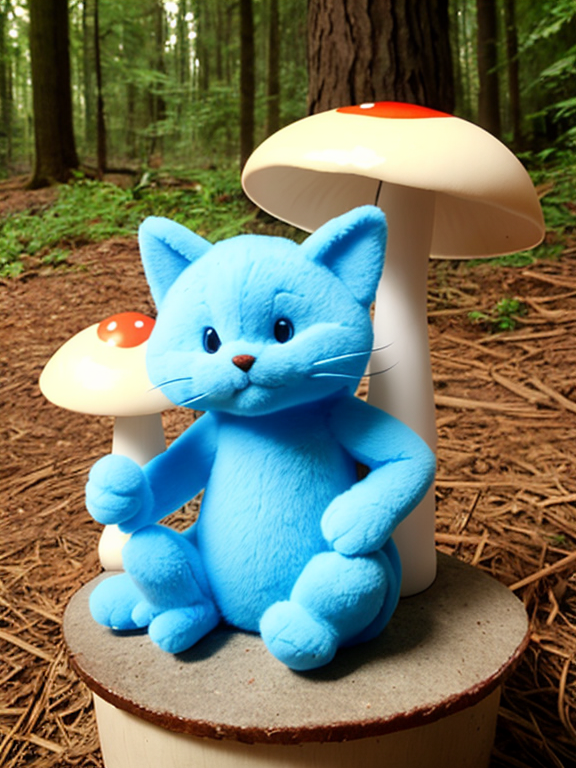 Smurf Cat Mushroom Plushie Hat