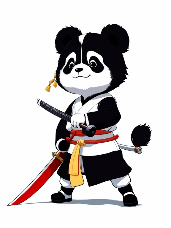 cute cartoon panda samurai katana s... - OpenDream