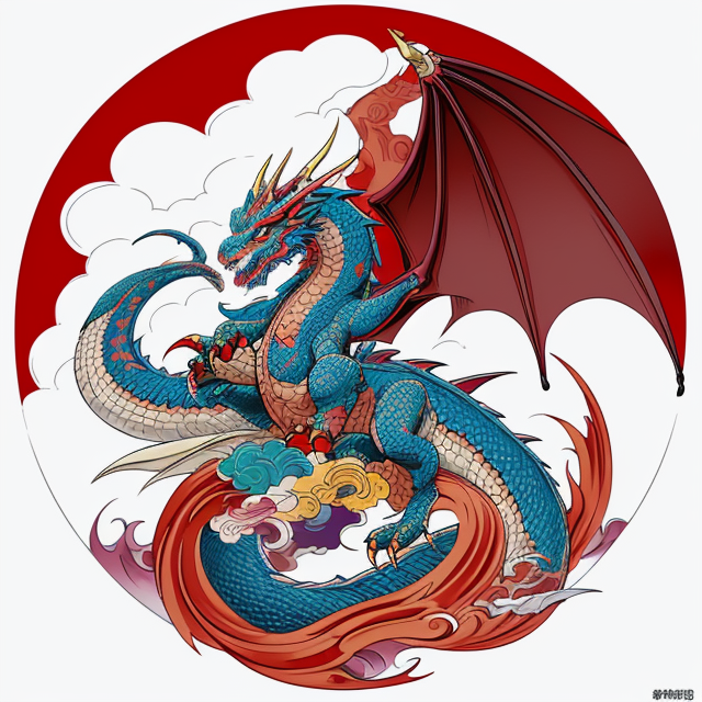 Colorful, Powerful Dragon and cloud, Centered Composition, Traditional Japanese Irezumi tattoo design full length, vector t-shirt design, sharp lines, high contrast, eight colors, white background, 8k --ar 5:7 --no photography, skin background, mockup, text, numbers, marks, deformation, manga style, 