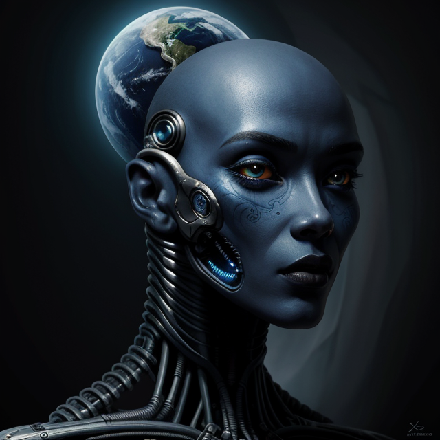 by Anton Semenov, cyborg azul do g... - OpenDream