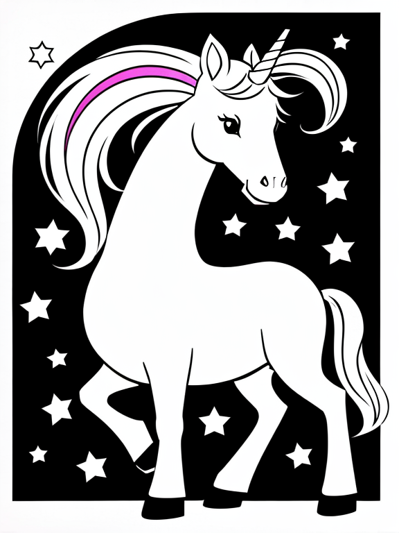 cute unicorn clipart black and white