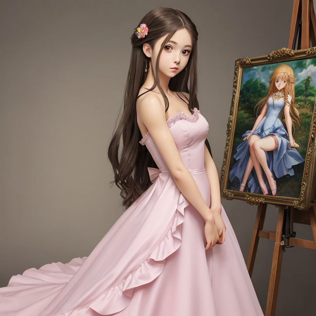 an exceptionally beautiful anime girl dressed in evening gown, smiling,  highly detailed, full body image, pixar style, clipart, white background -  Clip Art Library