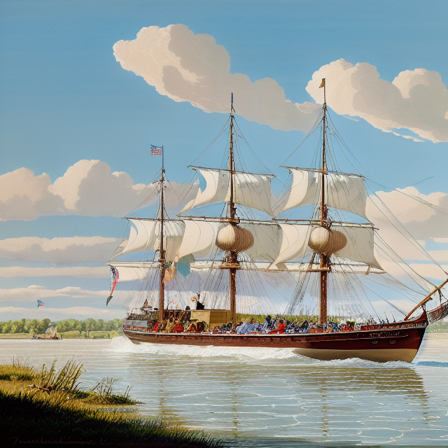 muted colors, splash paint, French fur traders Pierre Laclede and Auguste Chouteau establishing the site of St. Louis at the confluence of the Mississippi and Missouri rivers in 1764, boat, Morning light, Clouds wet to wet techniques, perfect balance composition, highly detailed, ((highest quality)),  ink painting style, Americana