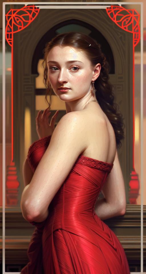 portrait of sansa stark in red, intricate, elegant, highly detailed, digital painting, artstation, concept art, smooth, sharp focus, illustration, art by artgerm and greg rutkowski and alphonse mucha and william - adolphe bouguereau
lowes, text, error, missing fingers, fewer digits, cropped, extra digit, worst quality, mutated, low quality, jpeg artifacts, signature, bad anatomy, extra fingers, extra legs, extra arms, poorly drawn hands, poorly drawn feet, disfigured, tiling, bad art, out of frame, deformed, mutated, blurry, fuzzy, gross, misshaped, mutant, disgusting, ugly, watermark, watermarks.