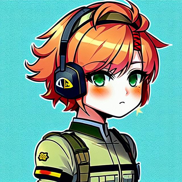 Female profile wearing headset illustration, Chibi Anime Hijab